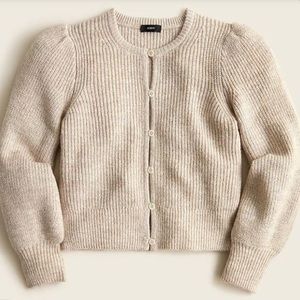 JCREW PUFF-SLEEVE LIGHTWEIGHT ALPACA BLEND CARDIGAN SWEATER